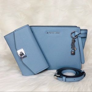 3PCS Michael Kors Cassie Messenger Wallet Charms
